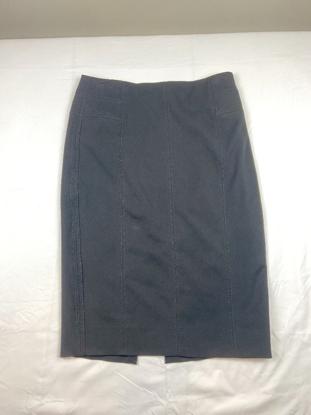 White House Black Market Midi Length Black Modest Pencil Skirt Size 8